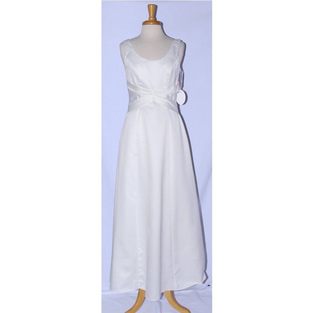 Poly USA #2820 Long Satin Dress, Informal Wedding Dress-Size M- IVORY - NWT